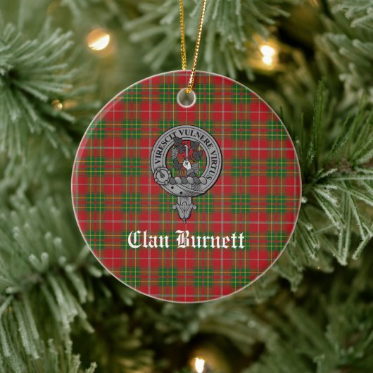 Clan Burnett Crest Badge & Tartan Keramisch Ornament (Boom)
