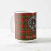Clan Burnett Crest Badge & Tartan Koffiemok (Voorkant links)
