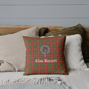 Clan Burnett Crest Badge & Tartan Kussen