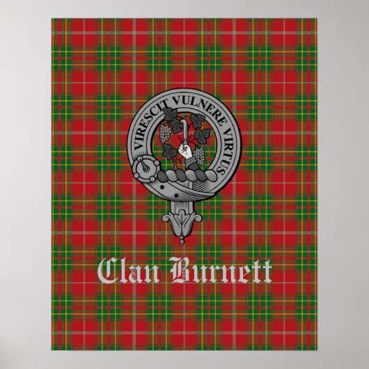 Clan Burnett Crest Badge & Tartan Poster (Voorkant)