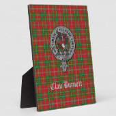 Clan Burnett Crest Badge & Tartan Tabletop Fotoplaat (Zijkant)