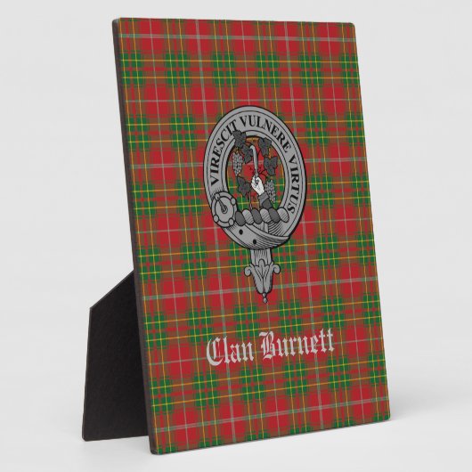 Clan Burnett Crest Badge & Tartan Tabletop Fotoplaat (Zijkant)