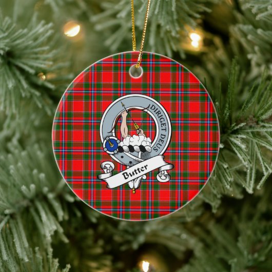 Clan Butter Badge Schotse Plaid Tartan Keramisch Ornament (Boom)