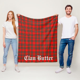 Clan Butter Tartan en aangepaste tekst Fleece Deken