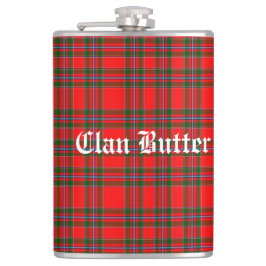 Clan Butter Tartan en aangepaste tekst Heupfles