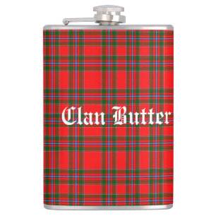 Clan Butter Tartan en aangepaste tekst Heupfles
