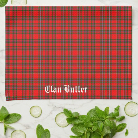Clan Butter Tartan gepersonaliseerd Theedoek (Gevouwen)
