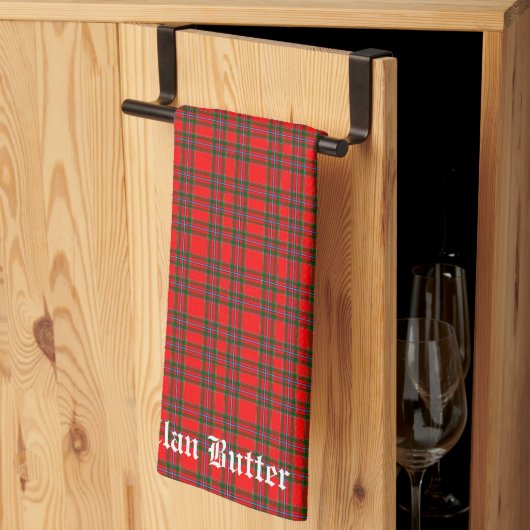 Clan Butter Tartan gepersonaliseerd Theedoek (Derde Gevouwen)