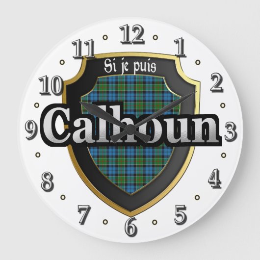 Clan Calhoun Tartan Scottish Dream Clock Grote Klok (Voorkant)