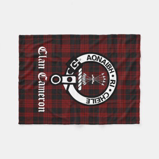 Clan Cameron Crest Badge en Tartan Fleece Deken (Voorkant (Horizontaal))