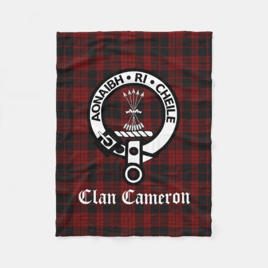 Clan Cameron Crest Badge en Tartan Fleece Deken (Voorkant)