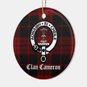 Clan Cameron Crest Badge en Tartan Keramisch Ornament (Links)