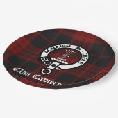 Clan Cameron Crest Badge en Tartan Papieren Bordje (Gekanteld)