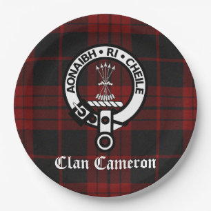 Clan Cameron Crest Badge en Tartan Papieren Bordje
