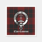 Clan Cameron Crest Badge en Tartan Servet (Voorkant)