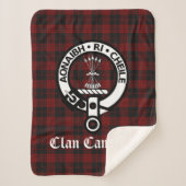 Clan Cameron Crest Badge en Tartan Sherpa Deken (Voorkant)