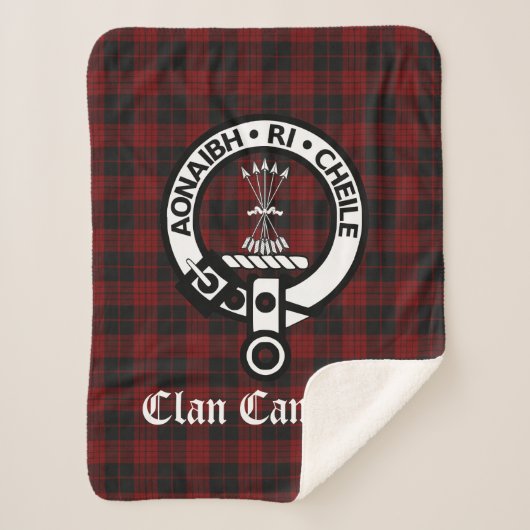 Clan Cameron Crest Badge en Tartan Sherpa Deken (Voorkant)
