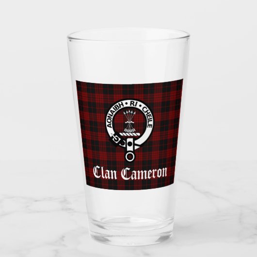 Clan Cameron Crest Badge & Tartan Glas (Voorkant)