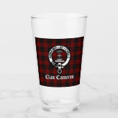 Clan Cameron Crest Badge & Tartan Glas (Voorkant)