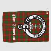 Clan Cameron Crest Badge & Tartan  Golfhanddoek (Horizontaal)