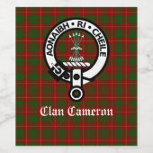 Clan Cameron Crest Badge Wijn Etiket (Enkel label)