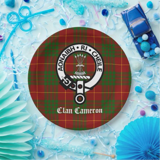 Clan Cameron Crest en Tartan Papieren Bordje (Feest)
