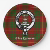 Clan Cameron Crest en Tartan Papieren Bordje (Voorkant)