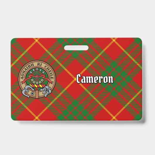 Clan Cameron Crest over Tartan Badge (Voorzijde)