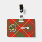 Clan Cameron Crest over Tartan Badge (Voorzijde met clip)
