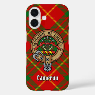 Clan Cameron Crest over Tartan iPhone 16 Hoesje