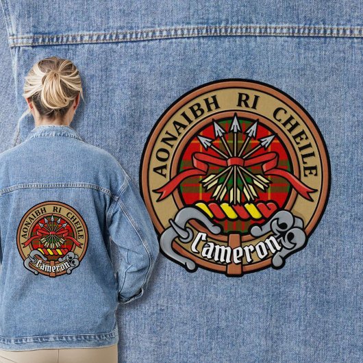 Clan Cameron Crest over Tartan Denim Jacket