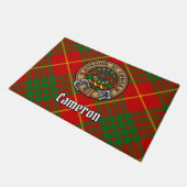 Clan Cameron Crest over Tartan Deurmat (Schuin)