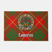 Clan Cameron Crest over Tartan Deurmat (Voorkant)