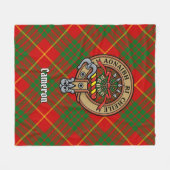 Clan Cameron Crest over Tartan Fleece Deken (Voorkant (Horizontaal))