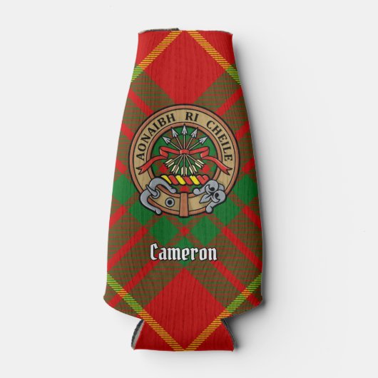 Clan Cameron Crest over Tartan Flesjeskoeler (Voorkant)