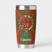 Clan Cameron Crest over tartan Geïsoleerde Drinkbeker (Voorkant)