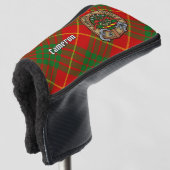 Clan Cameron Crest over Tartan Golfheadcover (3/4 voorkant)