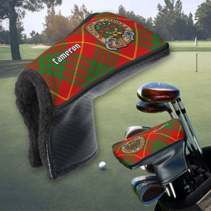 Clan Cameron Crest over Tartan Golfheadcover