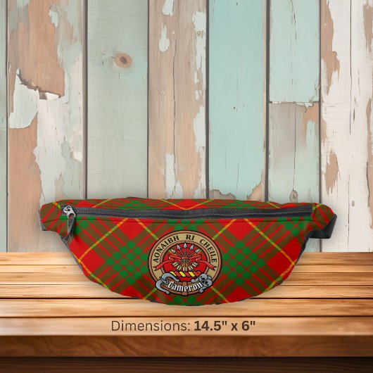Clan Cameron Crest over tartan Heuptasje