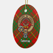 Clan Cameron Crest over Tartan Keramisch Ornament (Links)