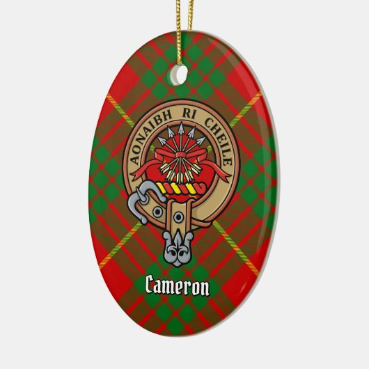 Clan Cameron Crest over Tartan Keramisch Ornament (Links)