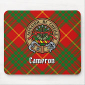 Clan Cameron Crest over Tartan Muismat (Voorkant)