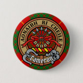 Clan Cameron Crest over Tartan Ronde Button 5,7 Cm (Voorkant)
