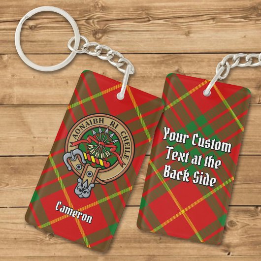 Clan Cameron Crest over Tartan Sleutelhanger