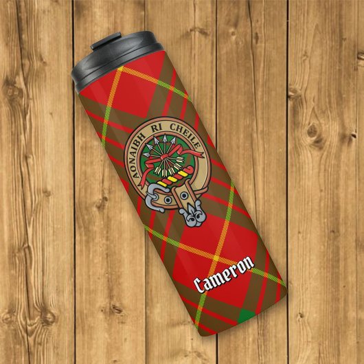 Clan Cameron Crest over Tartan Thermosbeker