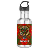 Clan Cameron Crest over Tartan Waterfles (Voorkant)