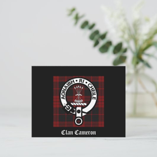Clan Cameron Crest & Tartan Briefkaart (Staand voorkant)