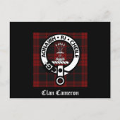 Clan Cameron Crest & Tartan Briefkaart (Voorkant)