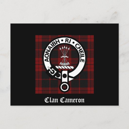 Clan Cameron Crest & Tartan Briefkaart (Voorkant)