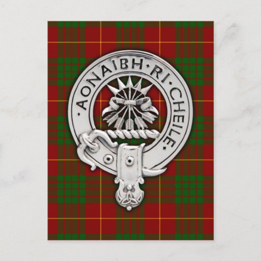 Clan Cameron Crest & Tartan Briefkaart (Voorkant)